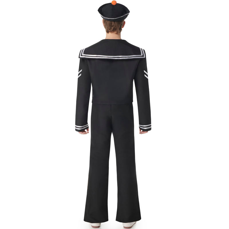 Disfraz de Marinero negro y blanco para hombre Espalda