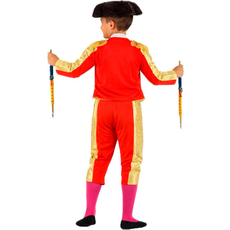 Disfraz de Torero rojo y dorado para niño Espalda