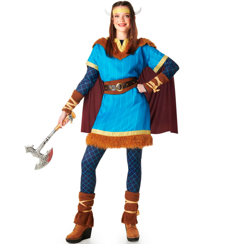 Disfraz de Vikinga azul para mujer
