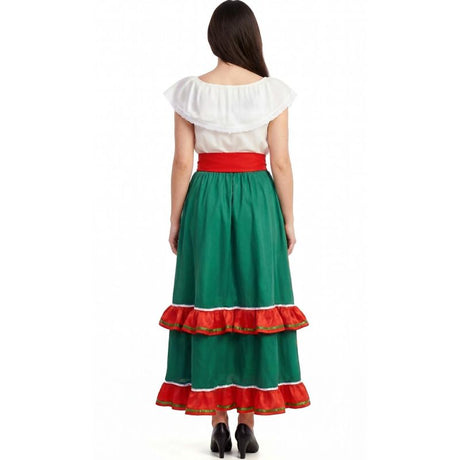 Disfraz de Mexicana verde para mujer Espalda