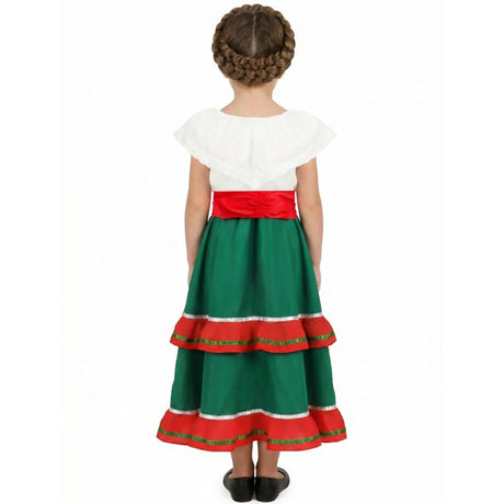 Disfraz de Mexicana verde para niña Espalda
