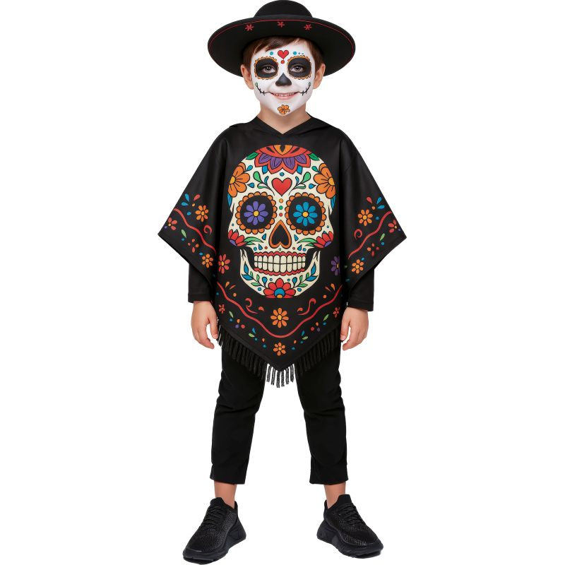 Disfraz de Poncho Día de los Muertos infantil