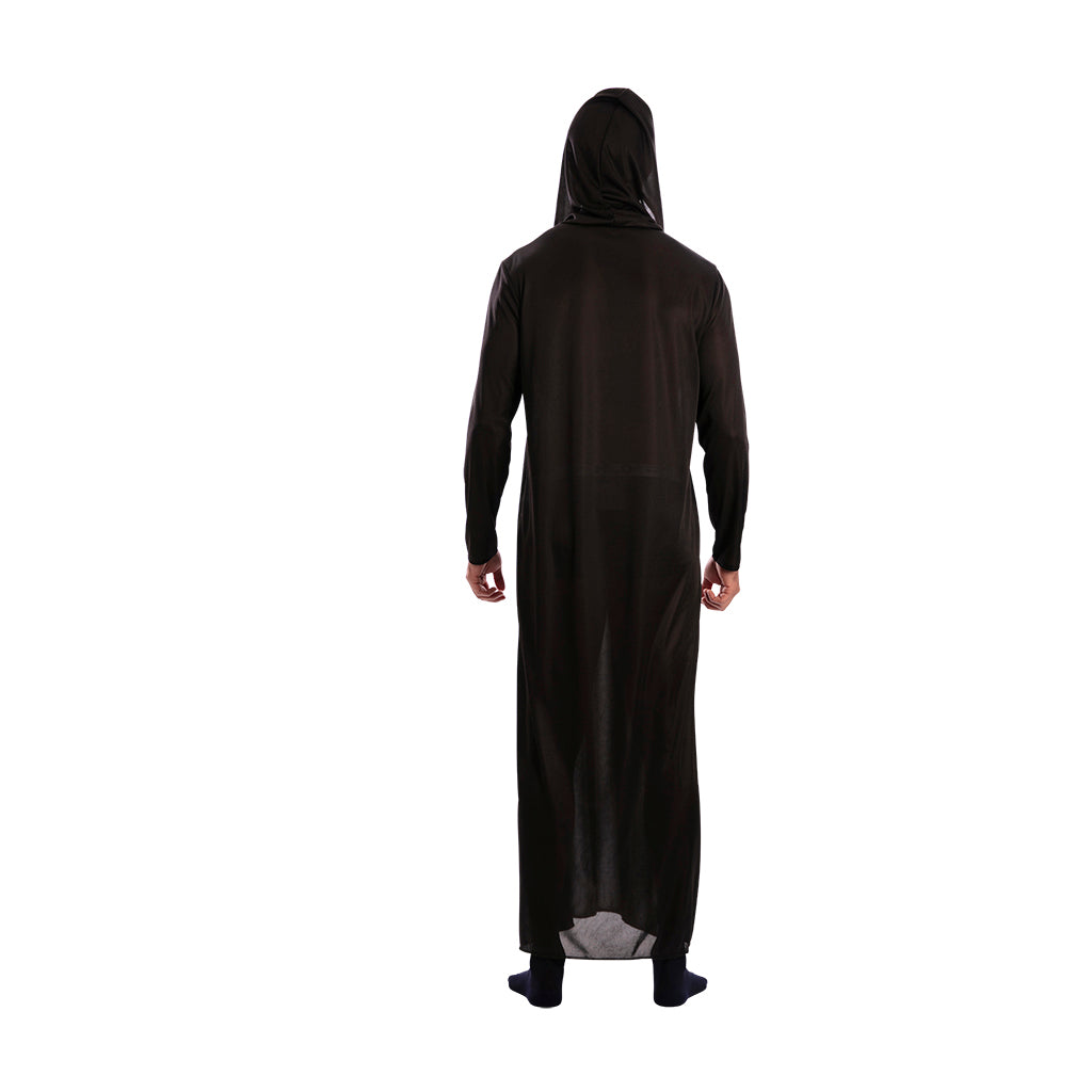 FIESTAS GUIRCA Sensenmann-Kostüm – Schwarze Tunika Mit Kapuze & Skelett-Print – Herren Größe L – Halloween