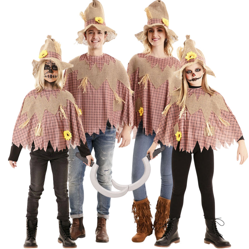 Disfraces Espantapájaros con Poncho para grupos y familias