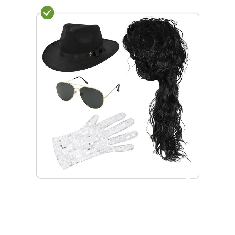 Kit disfraz de Michael Jackson para adulto Contenido