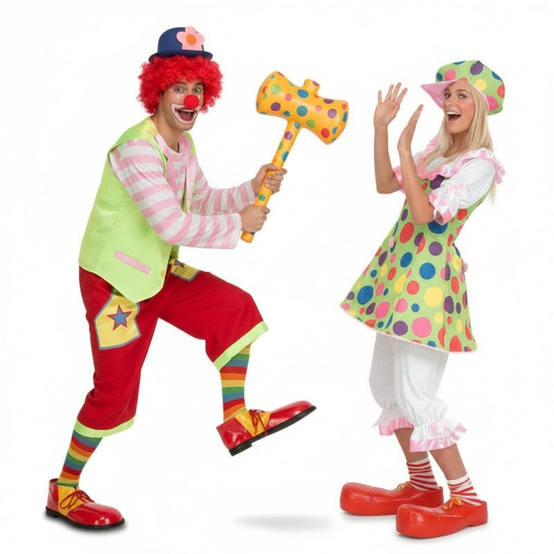 Fröhliche Clowns Paarkostüm für Erwachsene