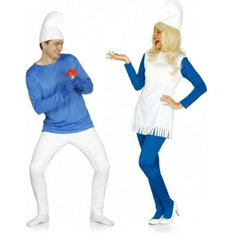Blaue Zwerge Paarkostüm für Erwachsene