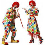 Clowns mit Buntpunkten Paarkostüm für Erwachsene