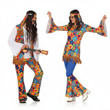 Geblümte Hippies Paarkostüm für Erwachsene