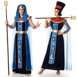 Ägypter aus blauem Samt Paarkostüm für Erwachsene