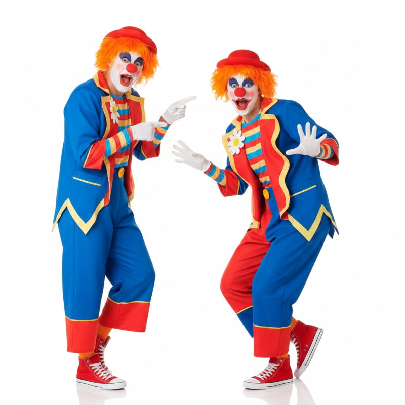 Mehrfarbige Clowns Paarkostüm für Erwachsene