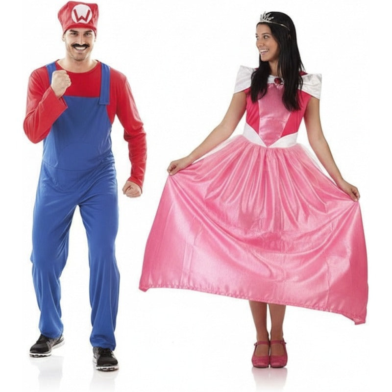 Mario Bros und die Prinzessin Paarkostüm für Erwachsene