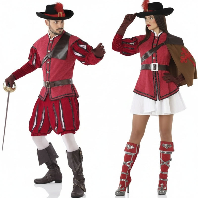 Elegante Musketiere Paarkostüm für Erwachsene