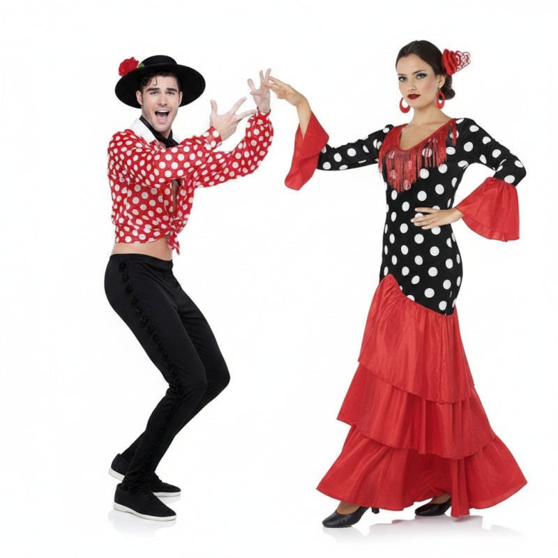 Rote Flamencotänzer Paarkostüm für Erwachsene