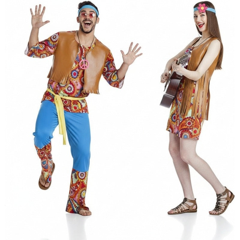 Fröhliche Hippies Paarkostüm für Erwachsene