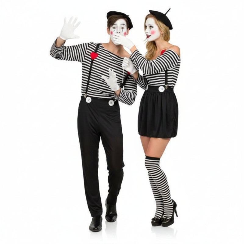 Clown Mimen Paarkostüm für Erwachsene