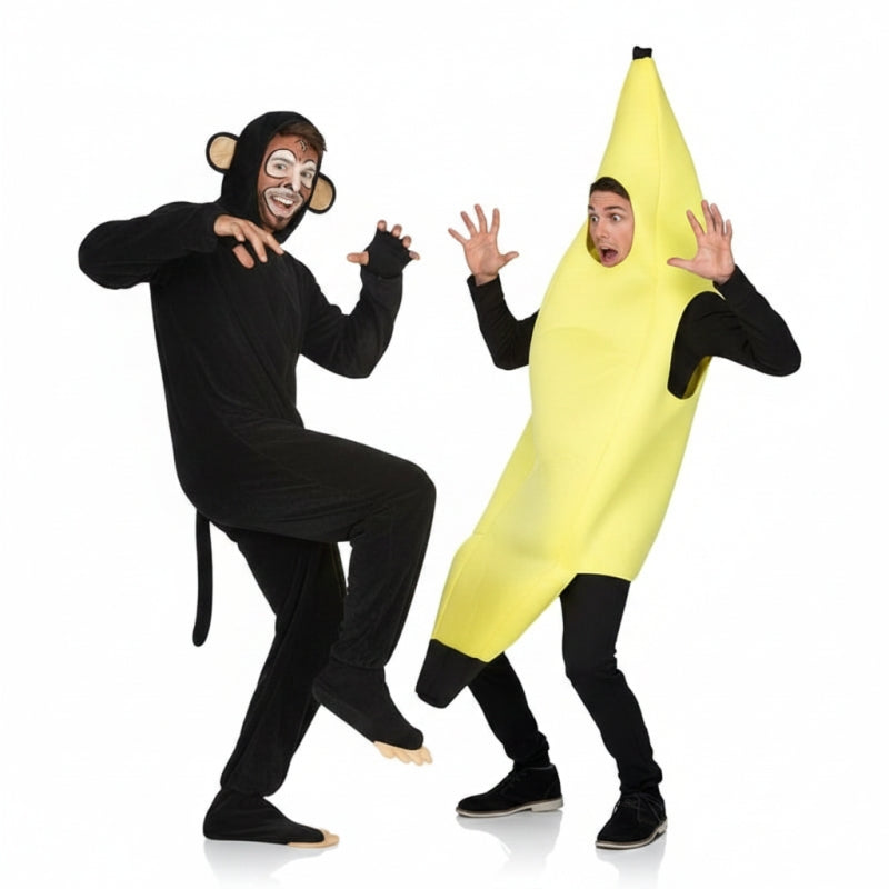 Schimpanse und Banane Paarkostüm für Erwachsene