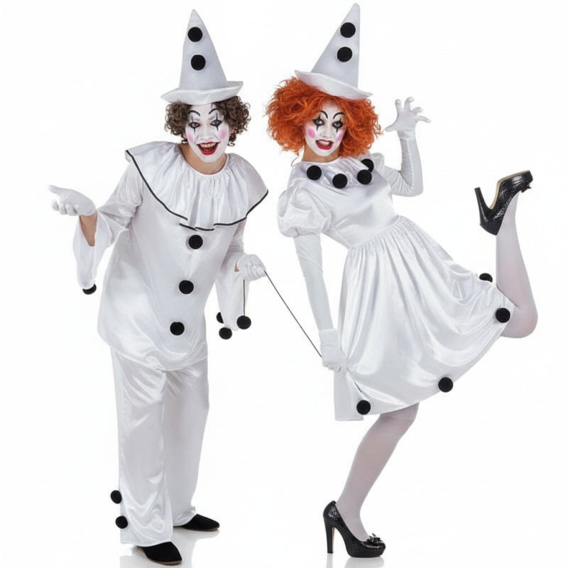 Pierrot Clowns Paarkostüm für Erwachsene