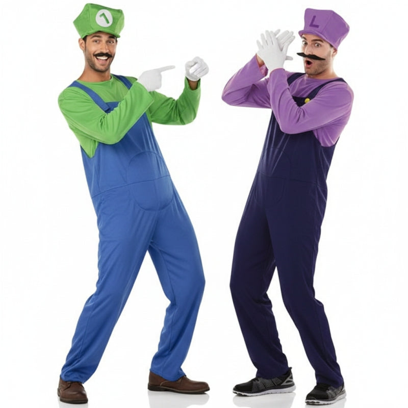 Super Luigi und Waluigi Paarkostüm für Erwachsene