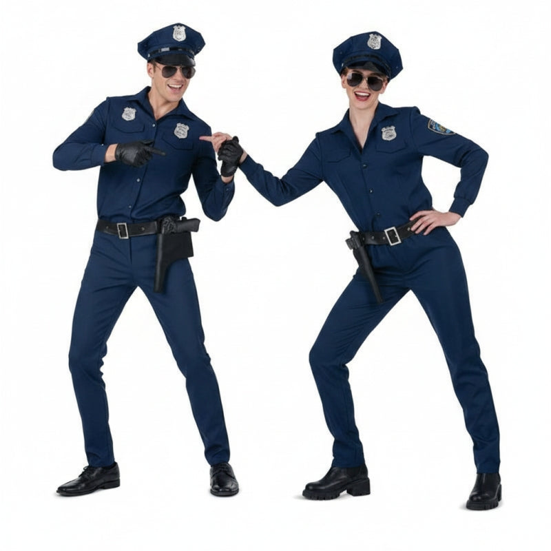 Blaue Polizisten Paarkostüm für Erwachsene