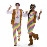 Regenbogen-Hippies Paarkostüm für Erwachsene