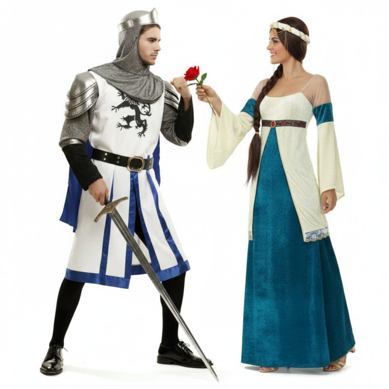 Blaue Medievale Paarkostüm für Erwachsene