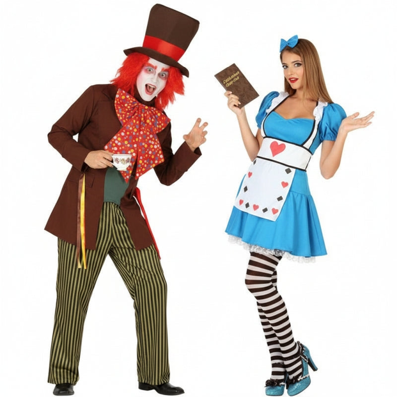 Verrückter Hutmacher und Alice im Wunderland Paarkostüm für Erwachsene