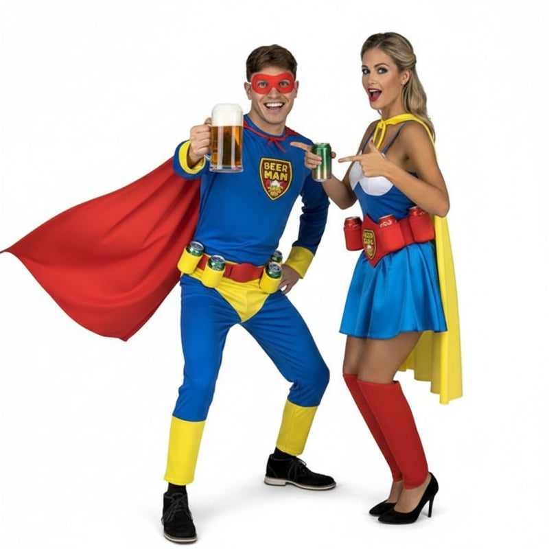 Superhelden Bier Paarkostüm für Erwachsene
