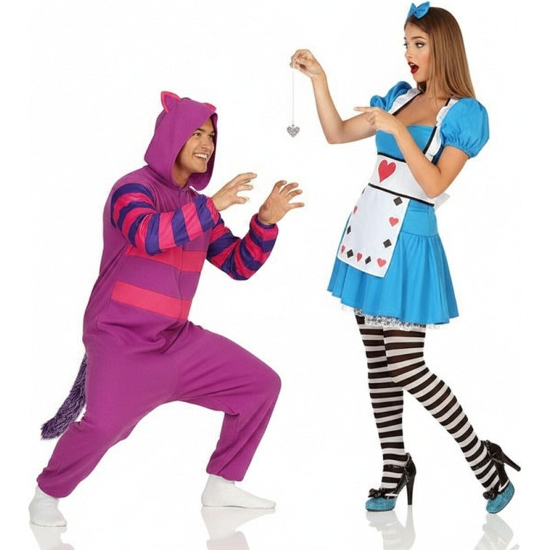 Alice im Wunderland und die Grinsekatze Paarkostüm für Erwachsene