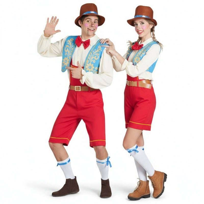 Pinocchio-Handpuppen Paarkostüm für Erwachsene