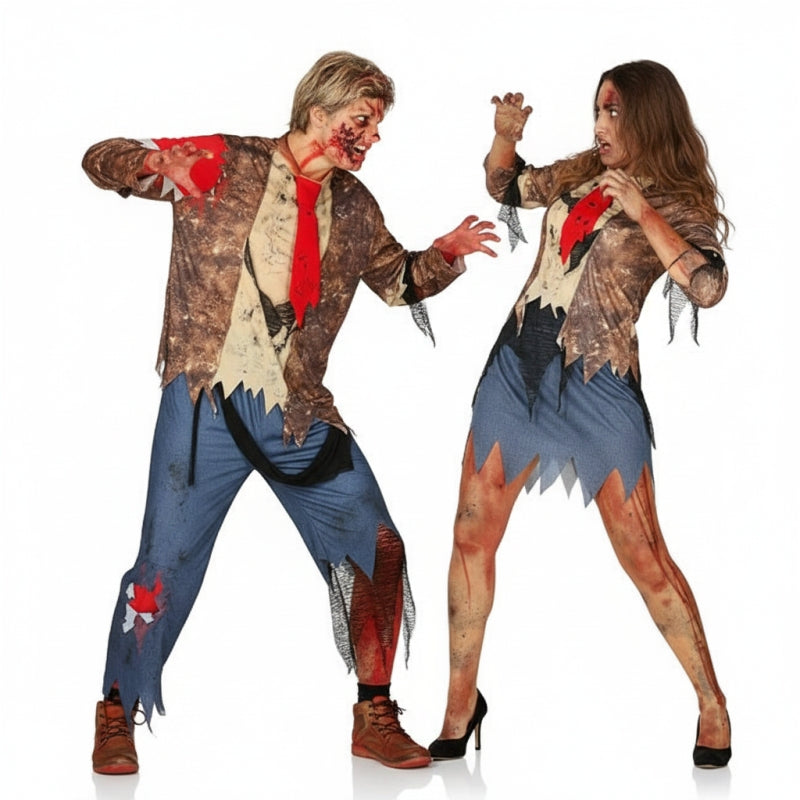 Verfluchte Zombies Paarkostüm für Erwachsene
