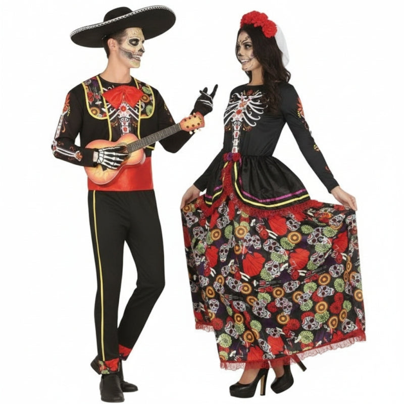 Skelett-Mariachi-Paar und Königin Catrina