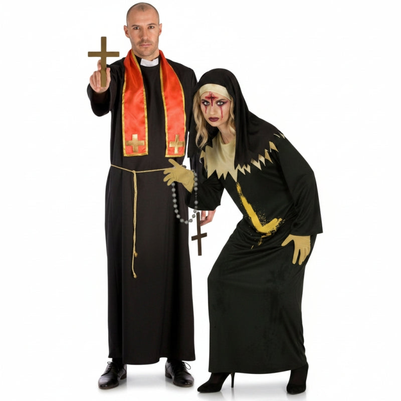 Besessener Pfarrer und Nonne Paarkostüm für Erwachsene