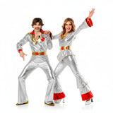 Disco Abba Silber Paarkostüm für Erwachsene