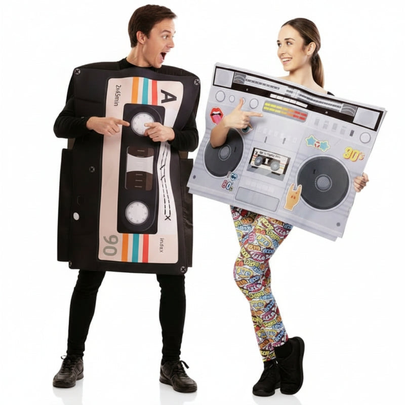 Radiokassette und Kassettenband Paarkostüm für Erwachsene