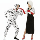 Cruella de Vil und Dalmatinerhund Paarkostüm für Erwachsene