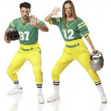 American-Football-Spieler in grünen Uniformen Paarkostüm für Erwachsene