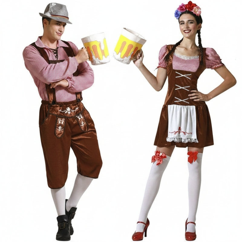 Tiroler auf dem Oktoberfest in Braun Paarkostüm für Erwachsene
