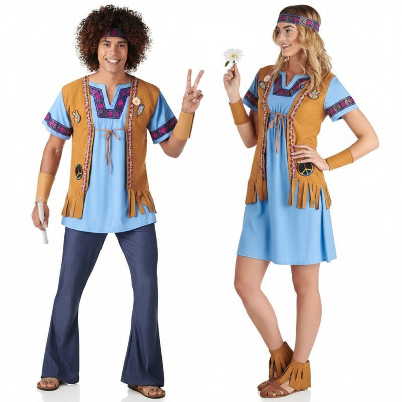 Hippie-Jeans Paarkostüm für Erwachsene