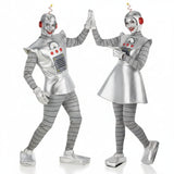 Silberne Roboter Paarkostüm für Erwachsene