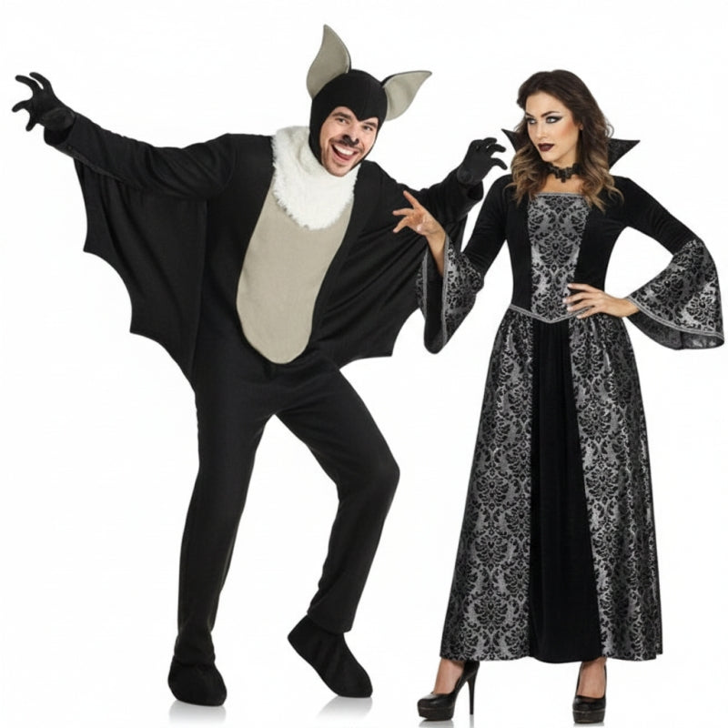 Fledermaus und Silbervampirin Paarkostüm für Erwachsene