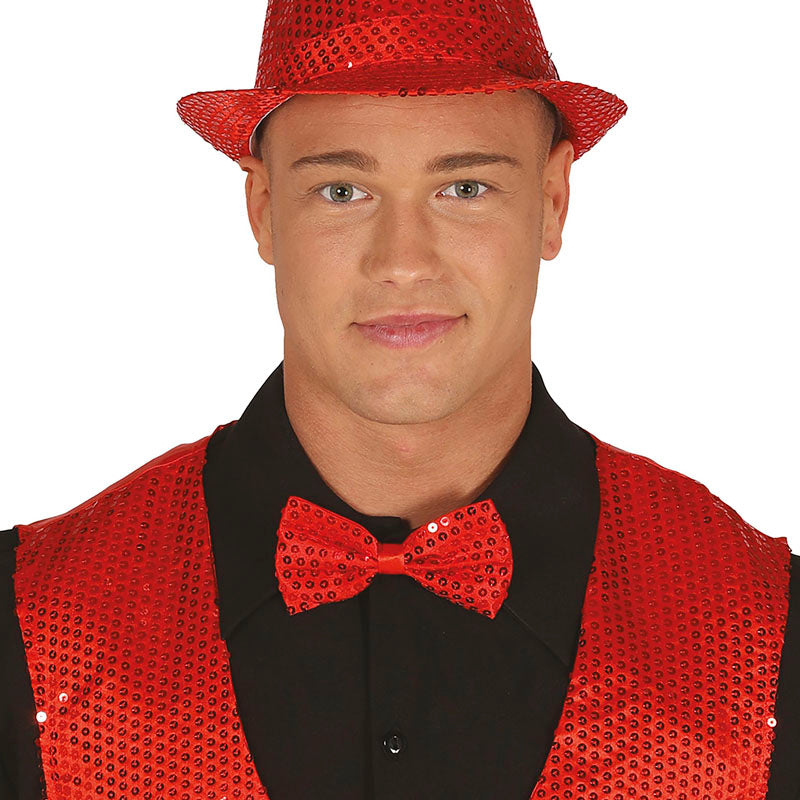 Pajarita lentejuelas roja