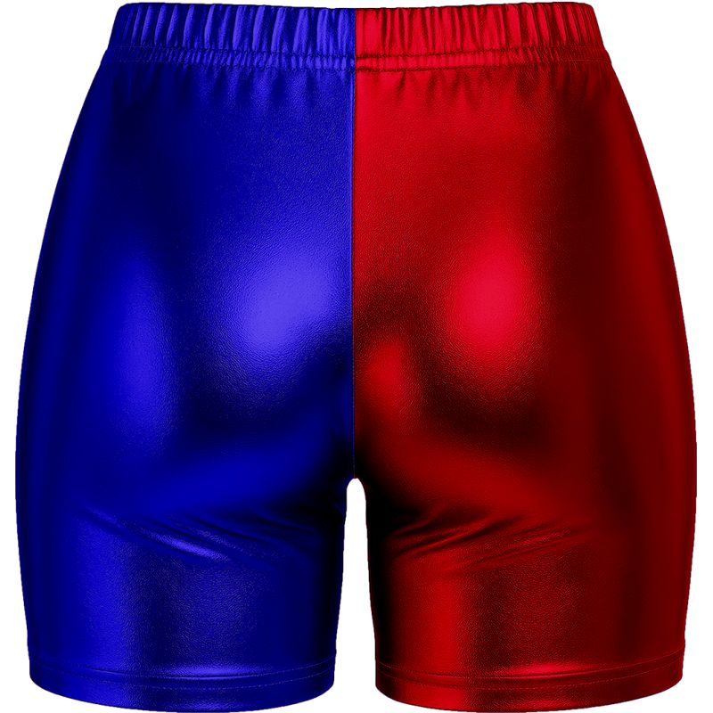 Pantalón Corto de disfraz Azul y Rojo Metalizado para mujer Detalle Bis