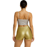 Pantalón Corto de disfraz Oro Metalizado para mujer Espalda