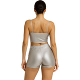 Pantalón Corto de disfraz Plata Metalizado para mujer Espalda