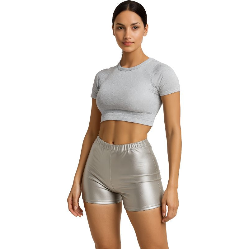 Pantalón Corto de disfraz Plata Metalizado para mujer