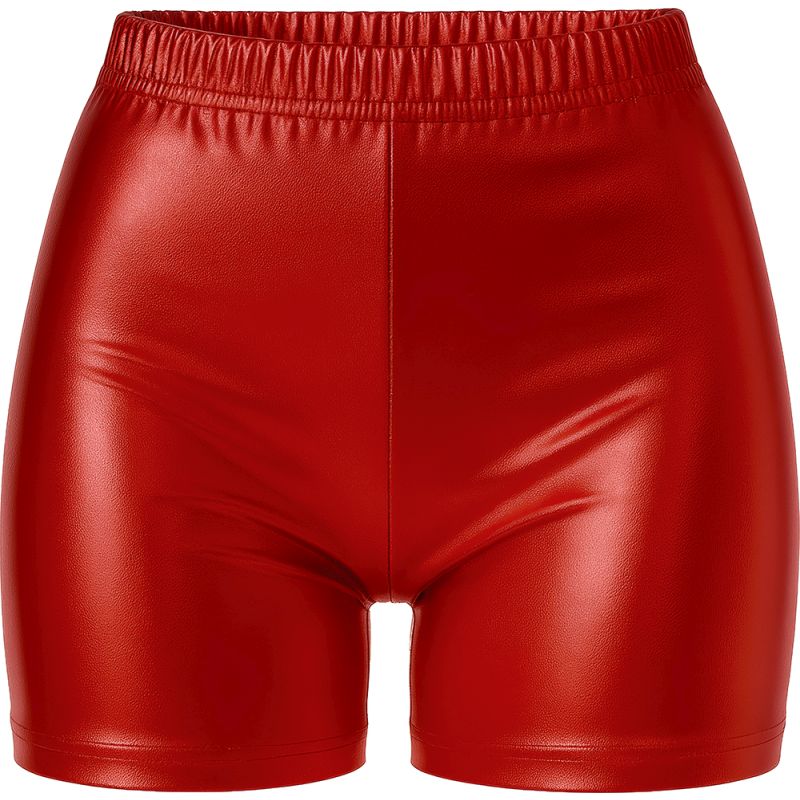 Pantalón Corto de disfraz Rojo Metalizado para mujer Detalle