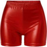 Pantalón Corto de disfraz Rojo Metalizado para mujer Detalle
