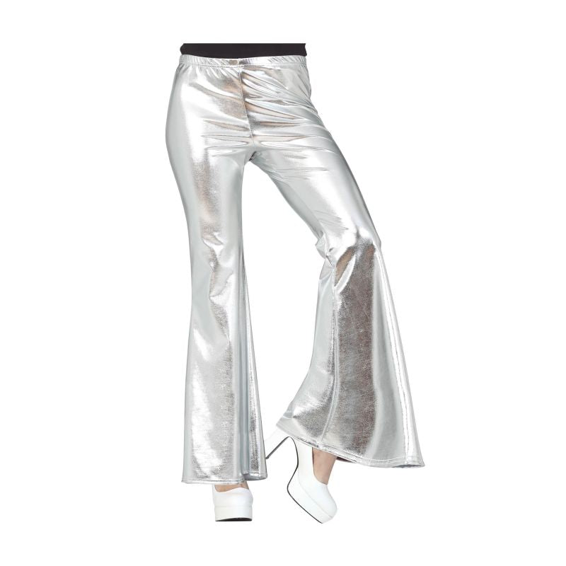 Pantalón de disfraz Acampanado Plata para mujer