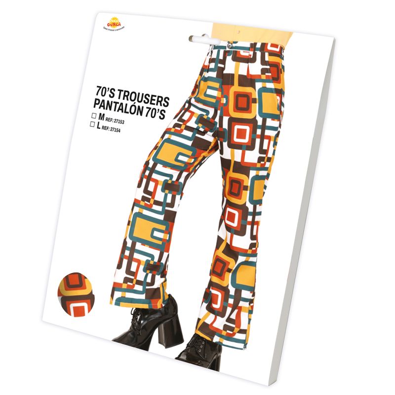 Pantalón de disfraz Disco Años 70 para hombre Packaging